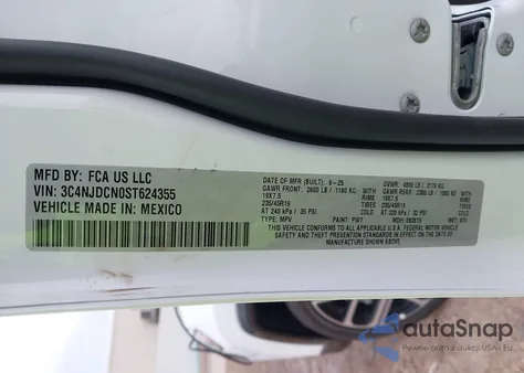 2025 Jeep Compass Limited 4X4 from USA, damaged, VIN 3C4NJDCN0ST624355